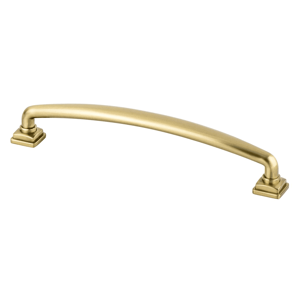 Classic cabinet hardware from Berenson Hardware: Tailored Traditional Collection in Modern Brushed Gold.