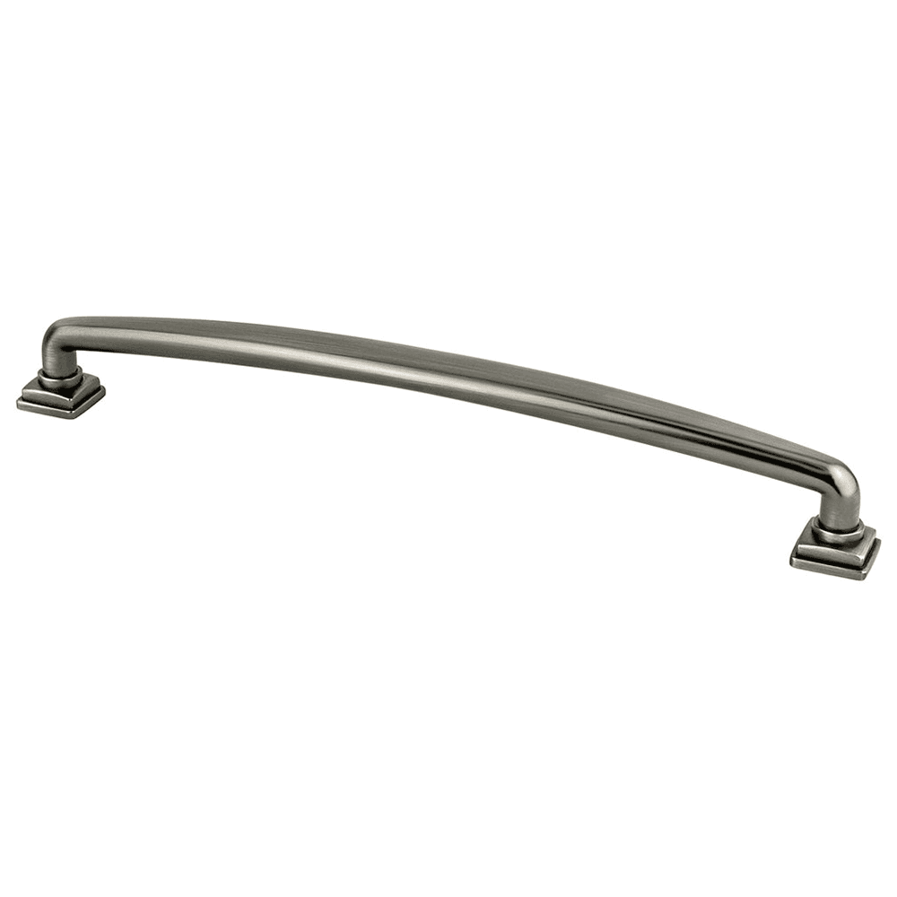 224mm Vintage Nickel pull with smooth rounded handle and decorative square base