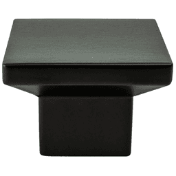 Berenson Hardware 1-9/16" Elevate Square Knob in Matte Black - Close-Up View