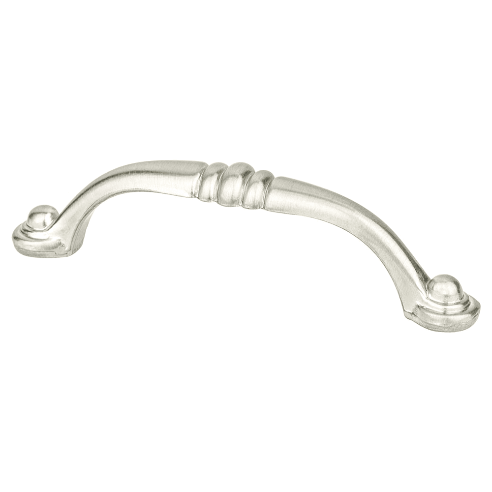 Brushed Nickel Euro Traditions Rounded End Pull by Berenson Hardware - 96mm size.