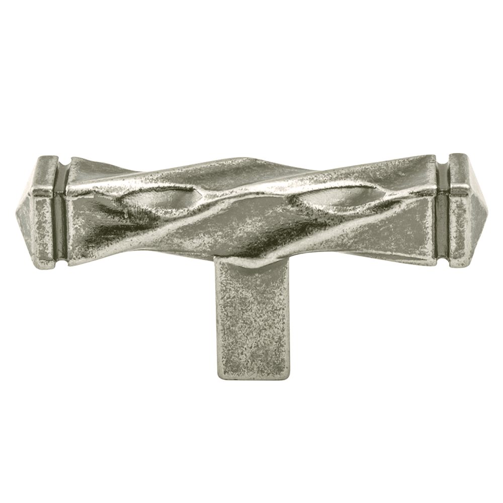 Berenson Hardware 2-1/2" Rhapsody T-Twisted Knob in Weathered Nickel, front view