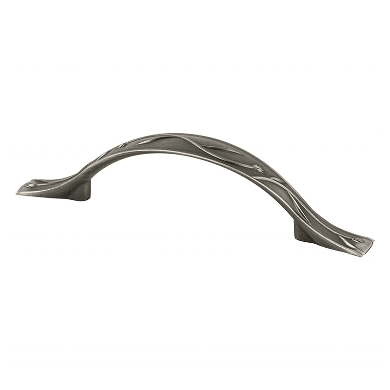 Artisan-inspired Verona bronze cabinet pull with leaf embossment by Berenson Hardware