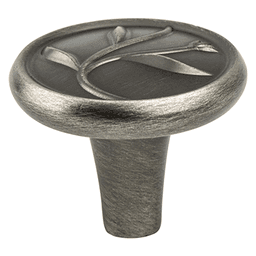 Berenson Hardware 1-1/4" Art Nouveau Leaf Knob in Vintage Nickel - image of knob on white background
