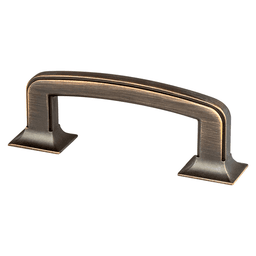 Berenson Hardware 3" Hearthstone Handle Pull, Brushed Nickel - Installed on Cabinet