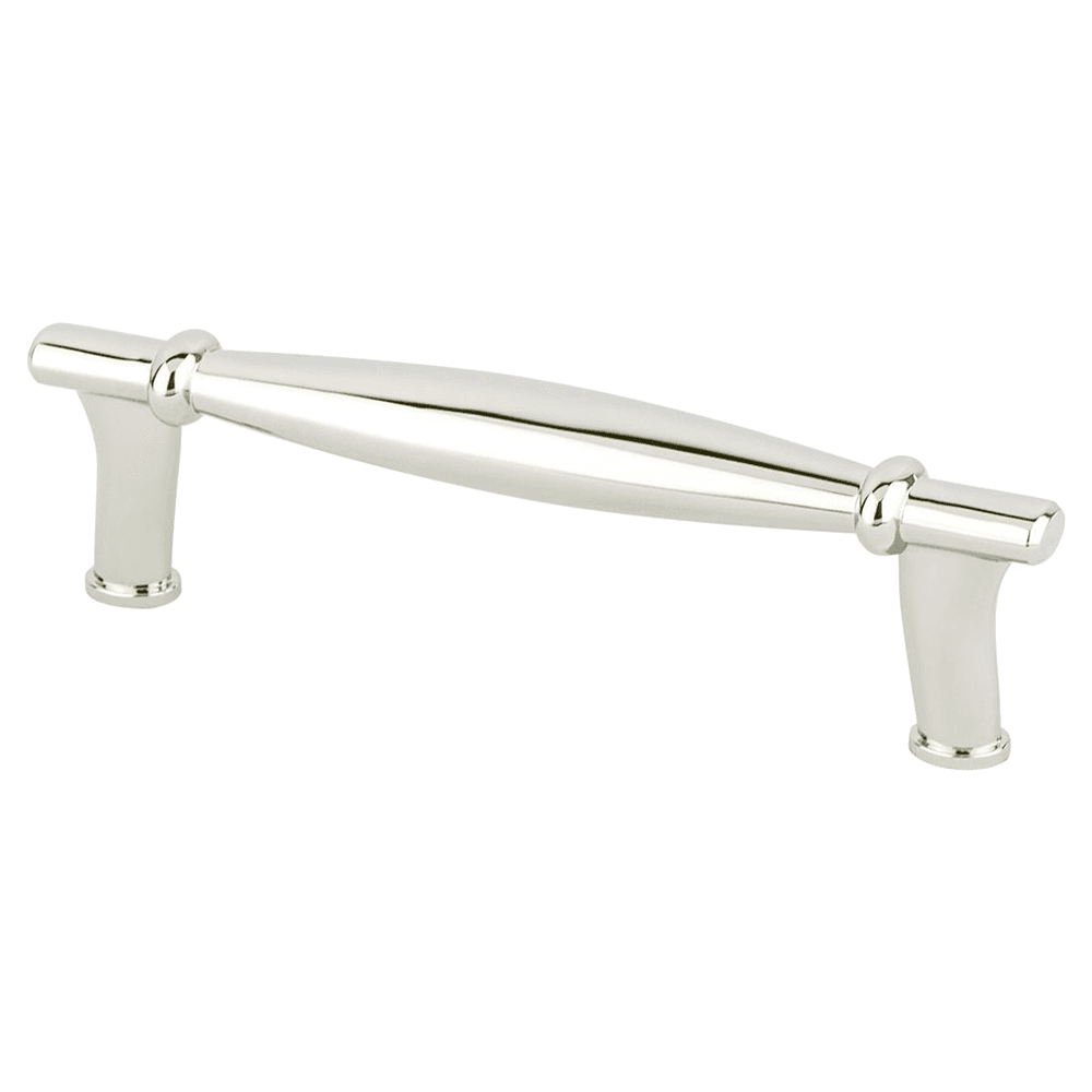 Berenson Hardware 96mm Dierdra Handle Pull in Polished Nickel - Transitional Cabinet Hardware