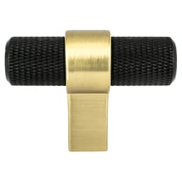 2" Radial Reign T-Handle Knob, Matte Black/Modern Brushed Gold - Main Image