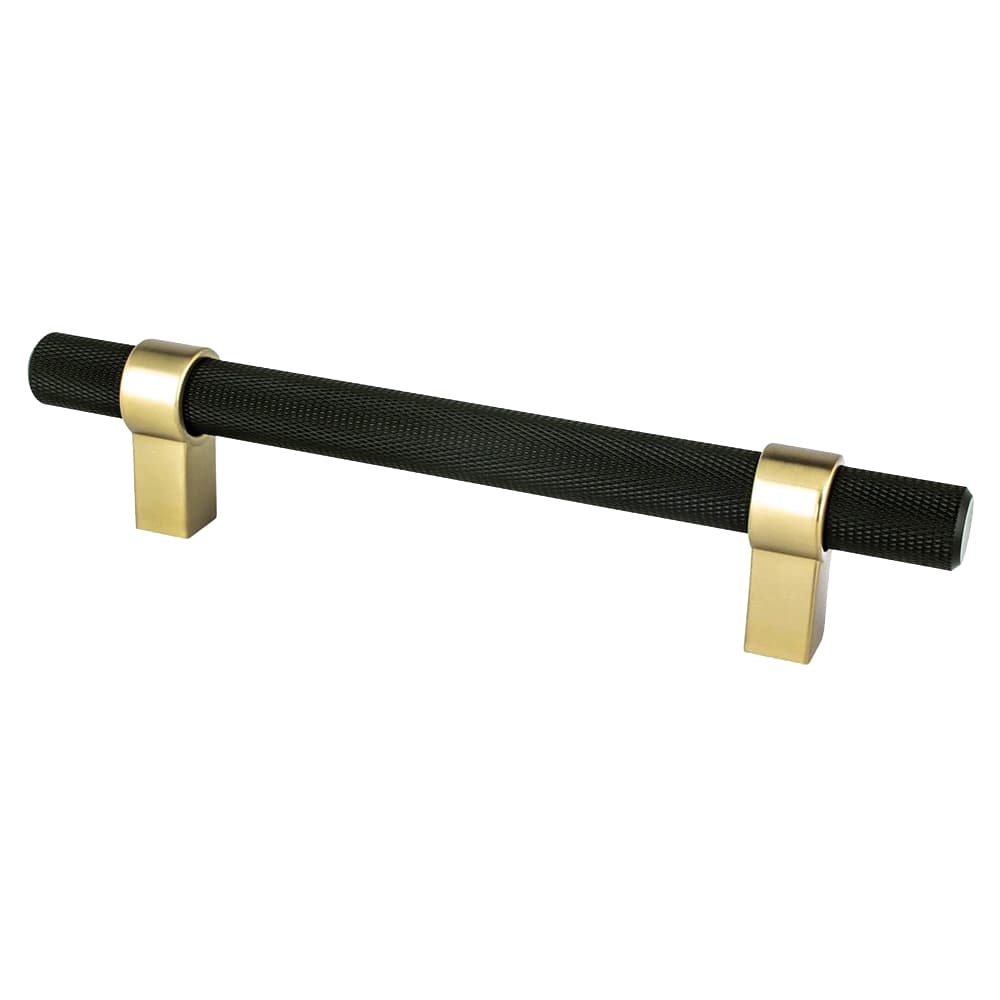 5-1/16" Radial Reign Bar Pull, Matte Black/Modern Brushed Gold - Main Image