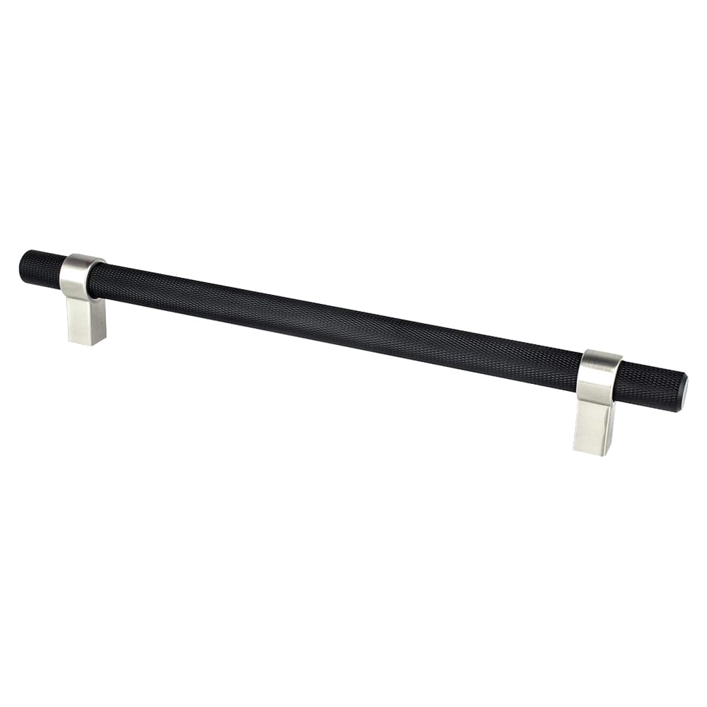 8-13/16" Radial Reign Bar Pull, Matte Black/Brushed Nickel - Main Image