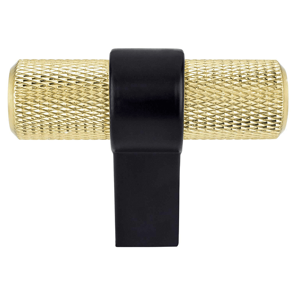 2" Radial Reign T-Handle Knob, Modern Brushed Gold/Matte Black, 23/32" Width Main - Image