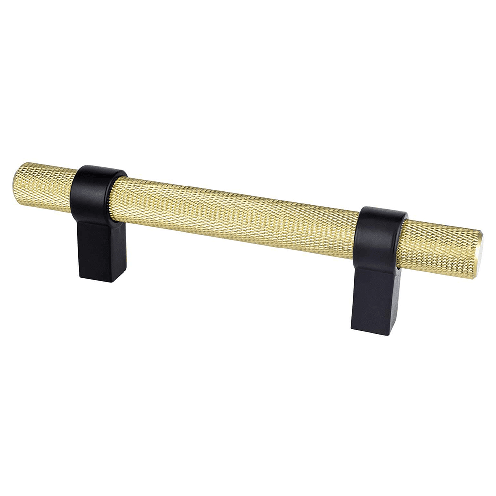 3-3/4" Radial Reign Posts Bar Pull, Modern Brushed Gold/Matte Black Main - Image