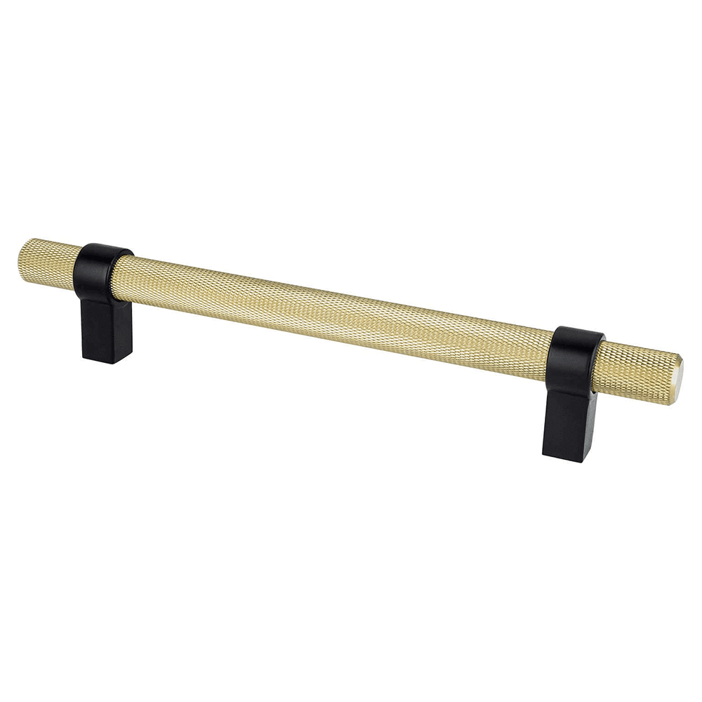 6-5/16" Radial Reign Posts Bar Pull, Modern Brushed Gold/Matte Black Main - Image