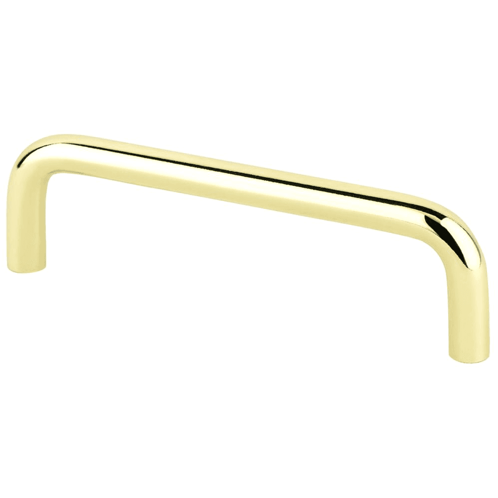Polished brass wire pull with 3-25/32" center-to-center measurement and 4-1/16" length by Berenson Hardware