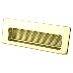 4-1/2 inch Zurich Flush Pull in Gold for commercial decorative cabinet hardware by Berenson Hardware