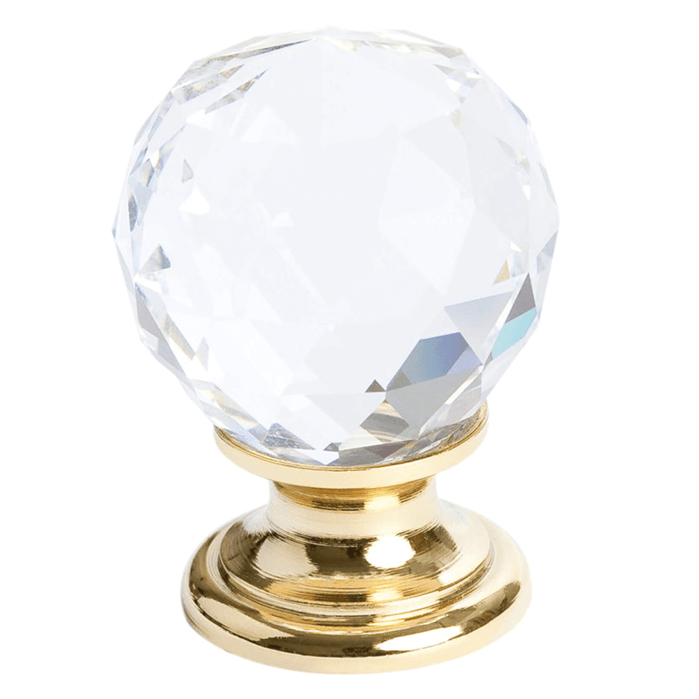 Decorative 1-3/16" Europa Crystal Knob in Gold with Transparent Design