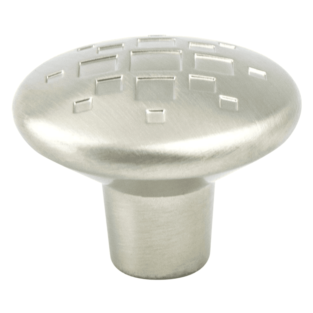 Artisan-Inspired Overture Collection 34mm Brushed Nickel Knob with Decorative Carved-Out Designs from Berenson Hardware