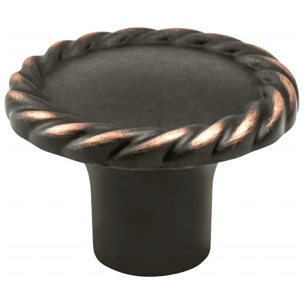Maestro Collection cabinet knob with decorative rope pattern in Verona Bronze