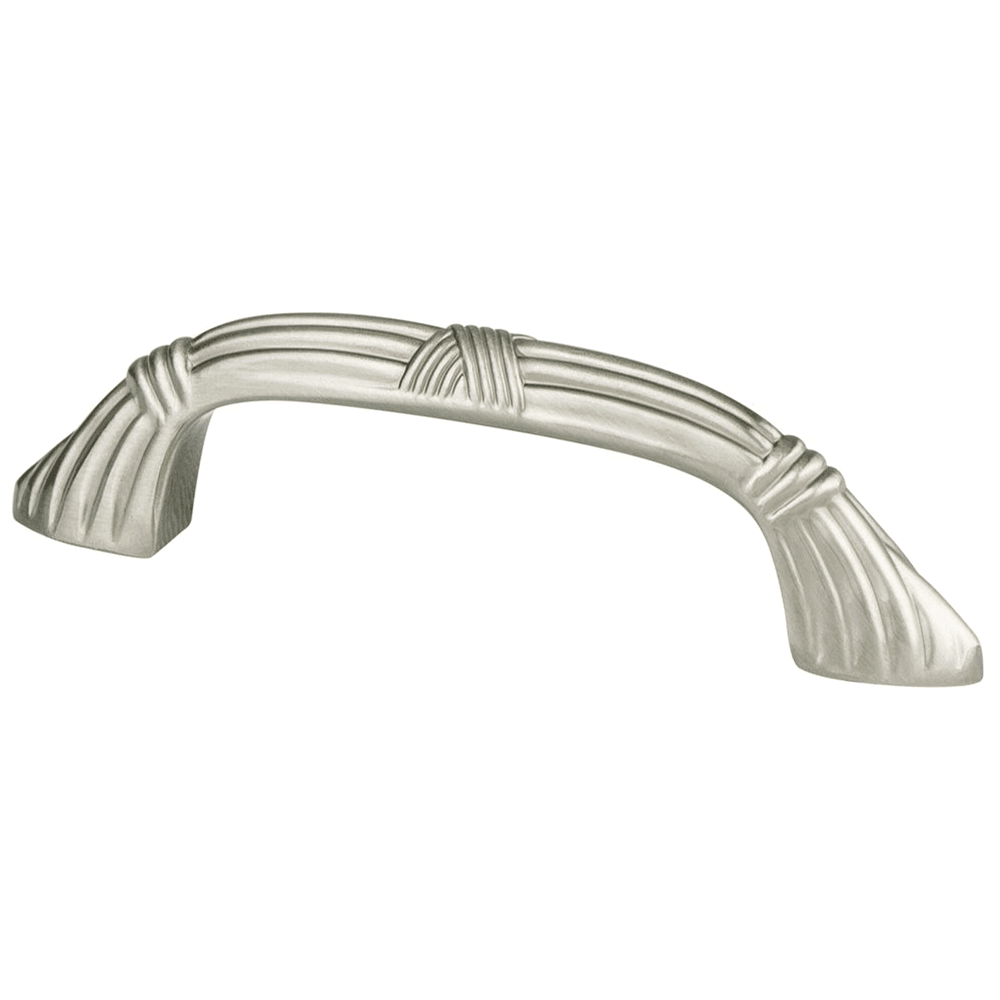 Berenson Hardware 3" Toccata Handle Pull Brushed Nickel in use on kitchen cabinet