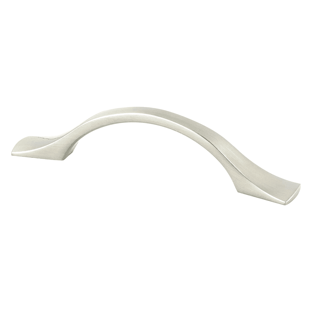 Berenson Hardware 96mm Echo Handle Pull, Brushed Nickel on White Background