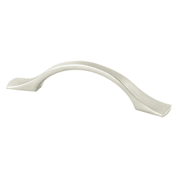 Berenson Hardware 96mm Echo Handle Pull, Brushed Nickel on White Background