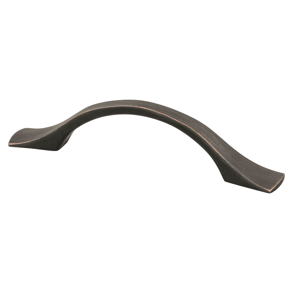 Berenson Hardware 96mm Echo Handle Pull in Verona Bronze on Wood Cabinet