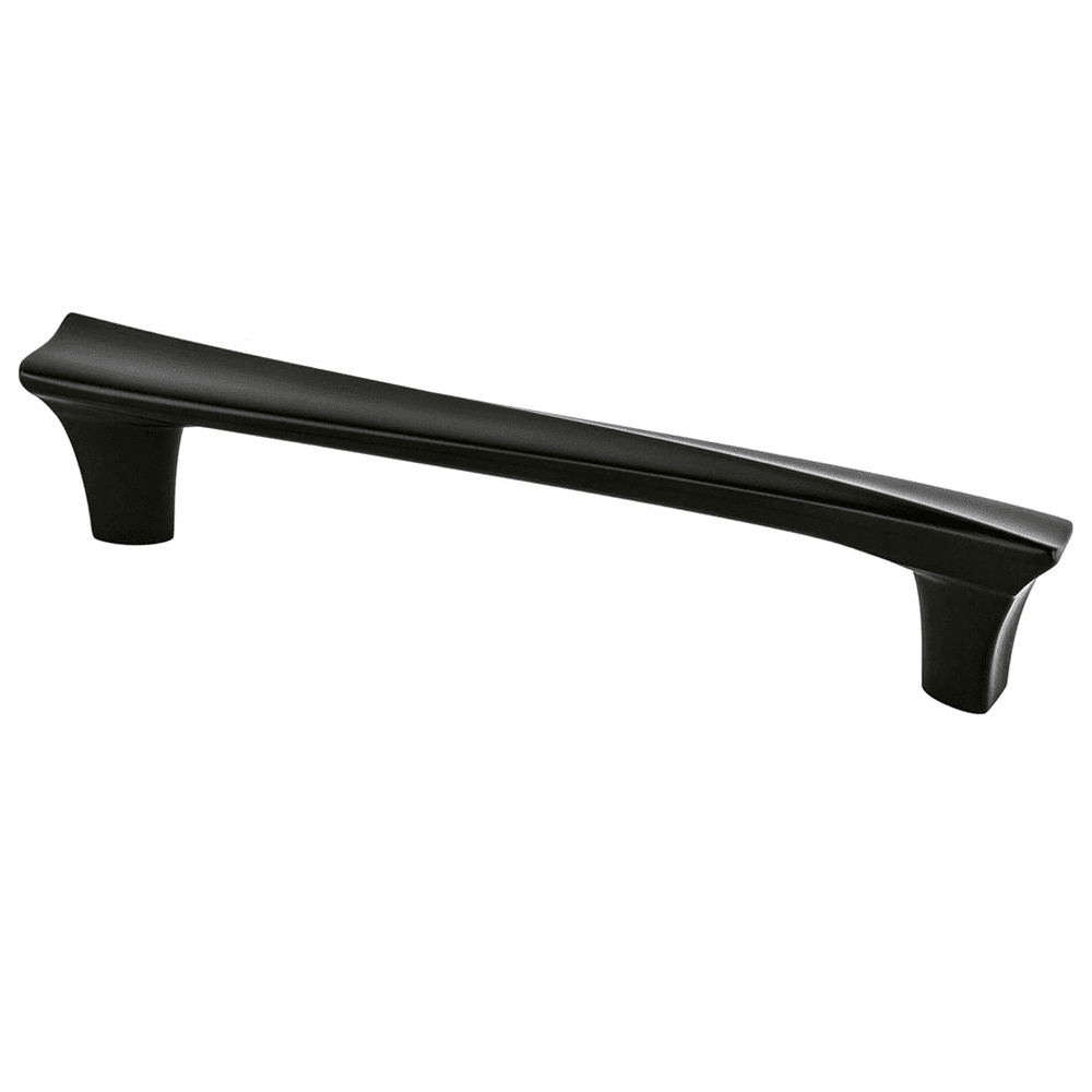 128mm Fluidic Bar Pull, Black - Contemporary style with bold geometric shapes and smooth contours.