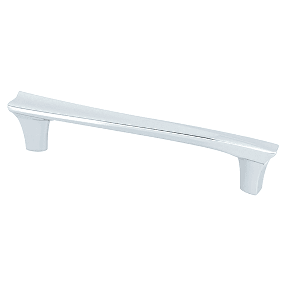 Berenson Hardware's 128mm Fluidic Bar Pull in Polished Chrome finish for modern kitchens