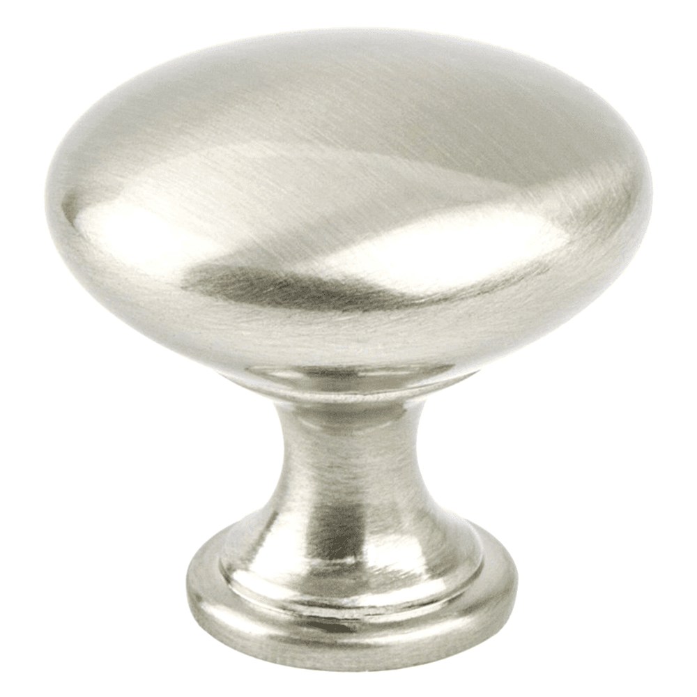 Brushed nickel round knob for cabinets and drawers by Berenson Hardware
