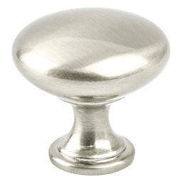 Brushed nickel round knob for cabinets and drawers by Berenson Hardware