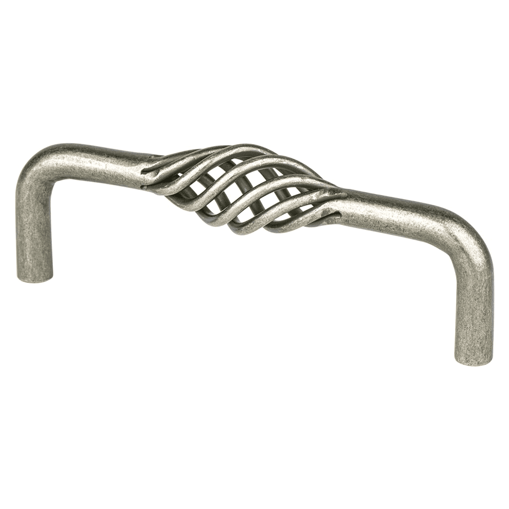 Antique Pewter 4" Provence Wire Pull with Oval Shaped Metallic Mesh Handle - Berenson Hardware