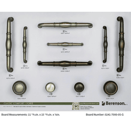 Berenson Forte Collection decorative hardware display board in all finishes