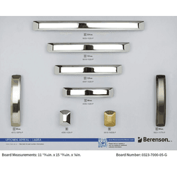 Berenson Laura Collection decorative hardware display board with Polished Chrome finish in all lengths