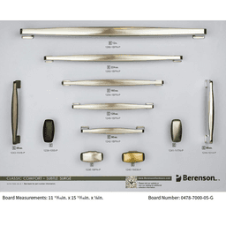 Berenson Subtle Surge Collection Display Board with Brushed Nickel Decorative Hardware in all Finishes