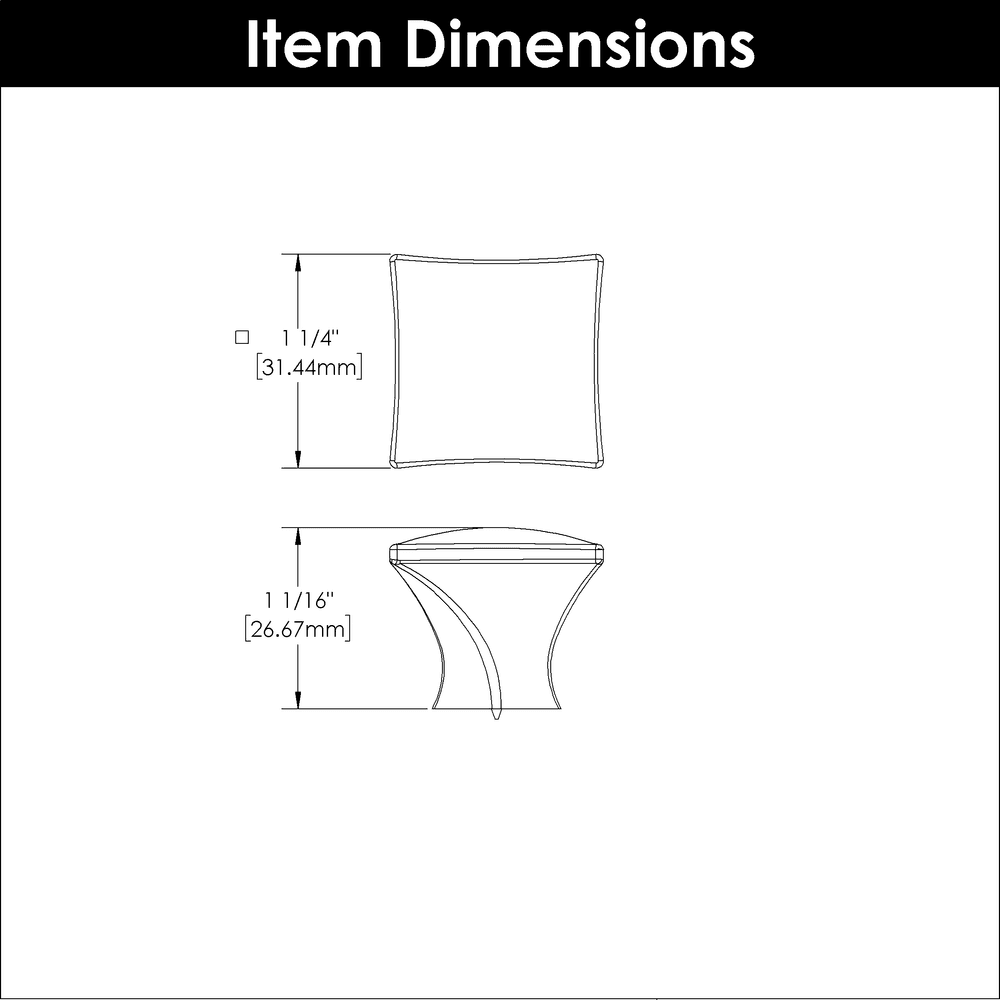 1-1/4" Twist Square Cabinet Knob, Black Iron (10/Box) Alt 1 - Image