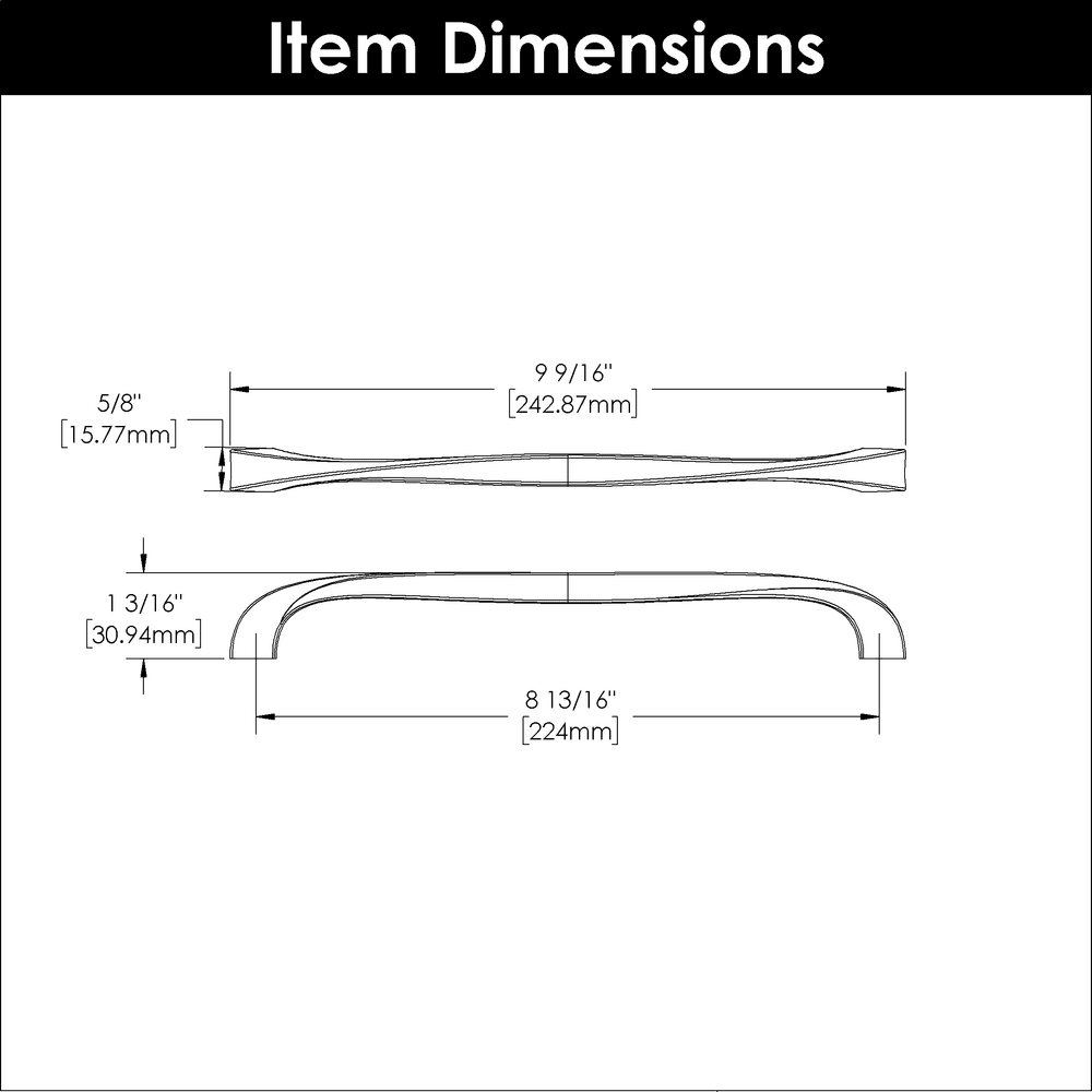 8-13/16" Twist Handle Pull, Polished Nickel Alt 3 - Image