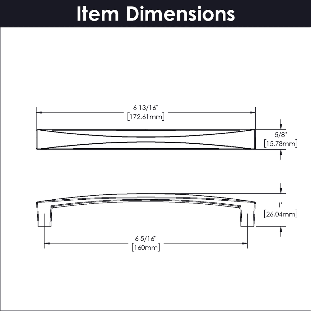6-5/16" Crest Handle Pull, Chrome (10/Box) Alt 2 - Image