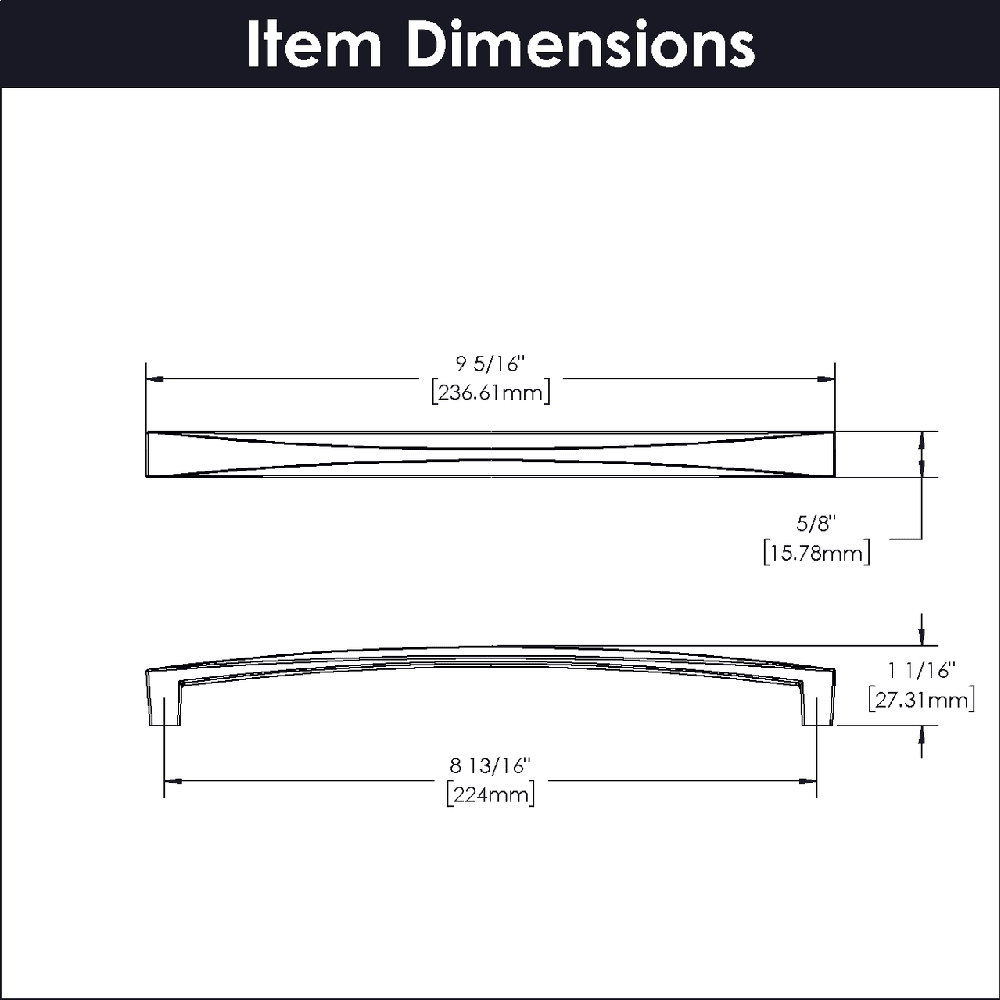 8-13/16" Crest Handle Pull, Chrome (5/Box) Alt 2 - Image