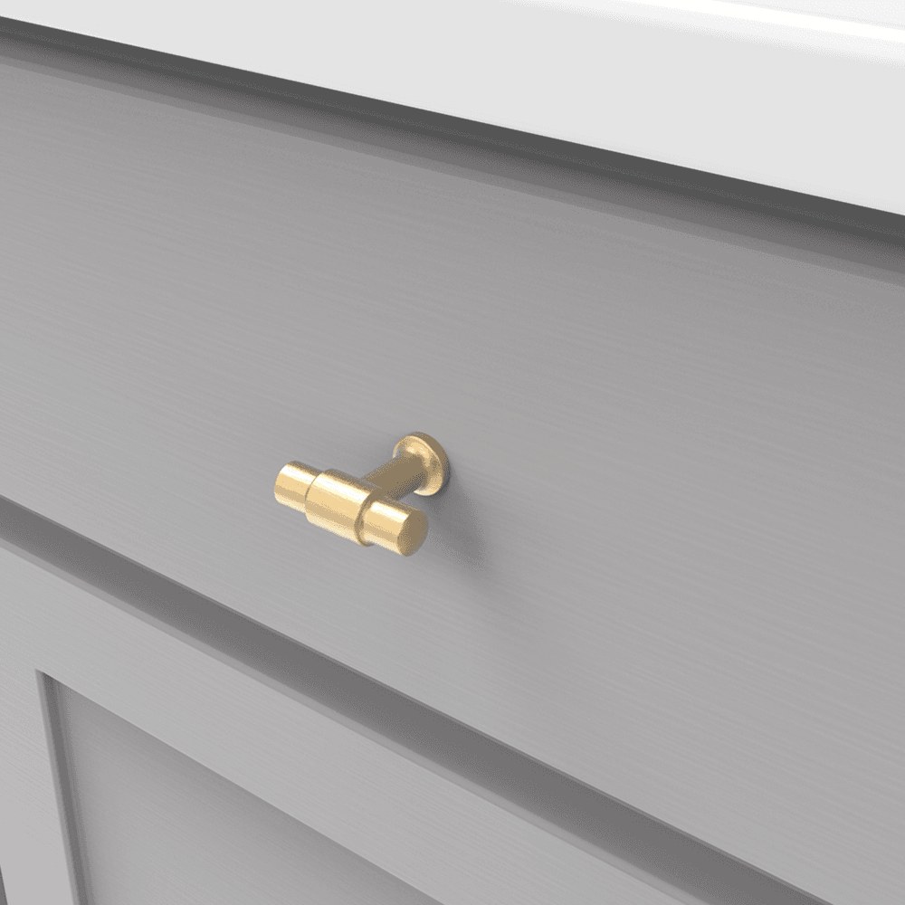 1-5/8" X 5/8" Piper T-Cabinet Knob, Brushed Golden Brass (10/Box) Alt 2 - Image