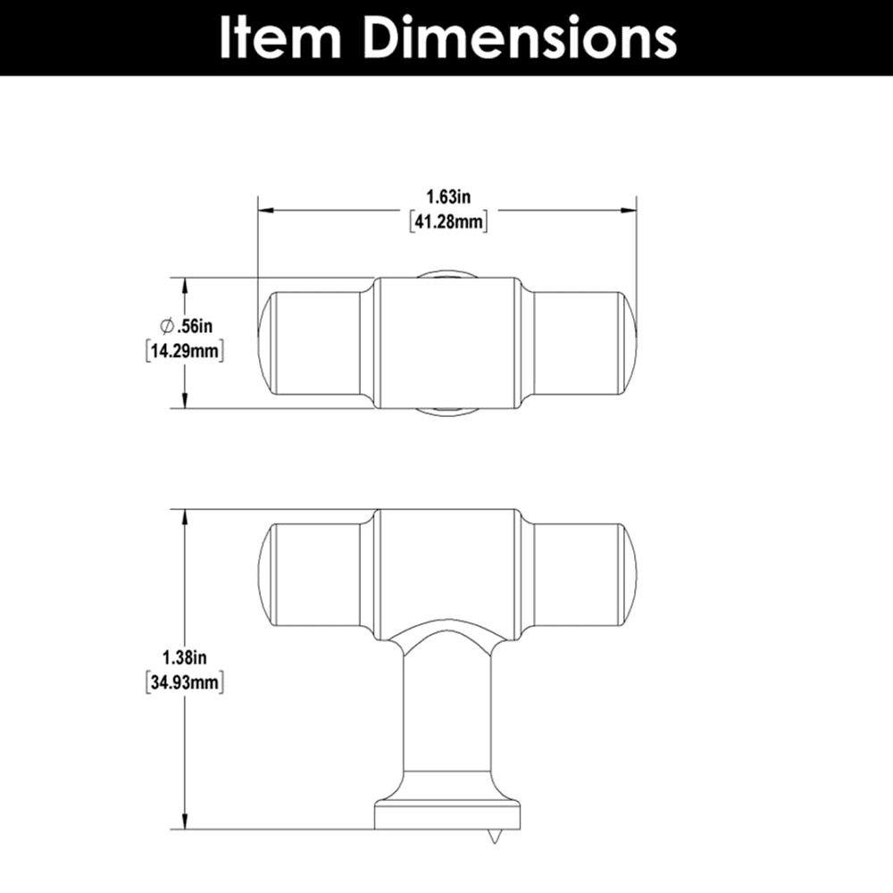 1-5/8" X 5/8" Piper T-Cabinet Knob, Brushed Golden Brass (10/Box) Alt 3 - Image