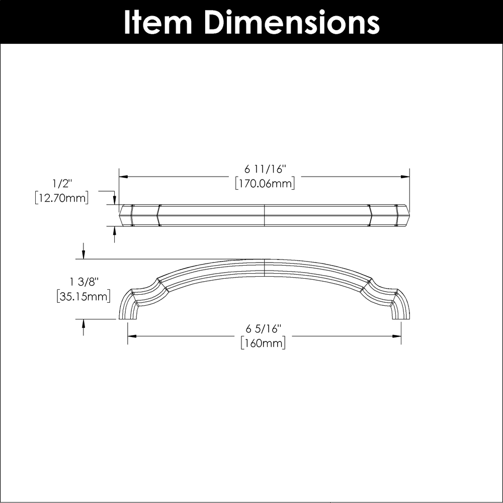 6-5/16" Veranda Arch Pull, Chrome Alt 2 - Image