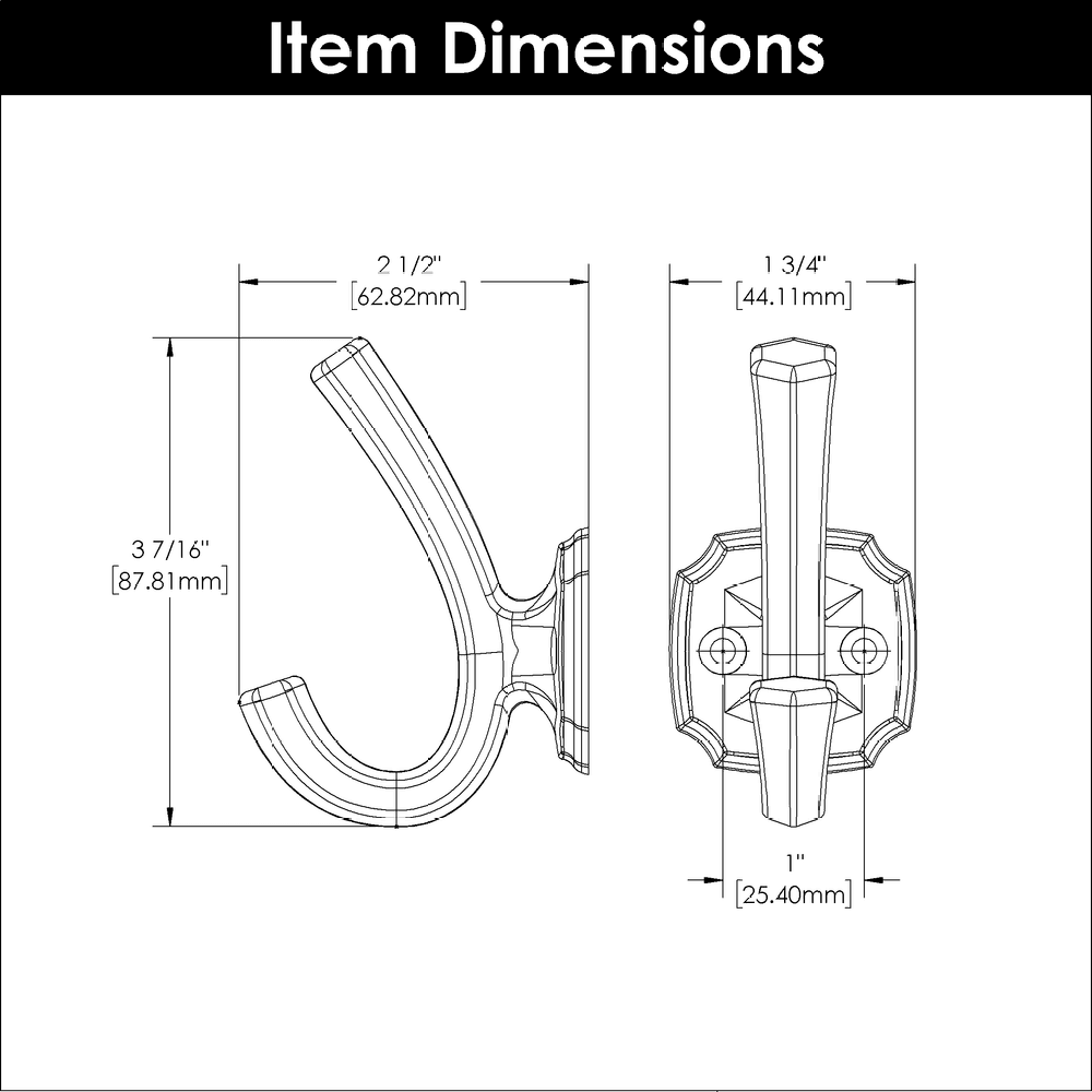 1" Veranda Hook, Brushed Golden Brass (5/Box) Alt 3 - Image