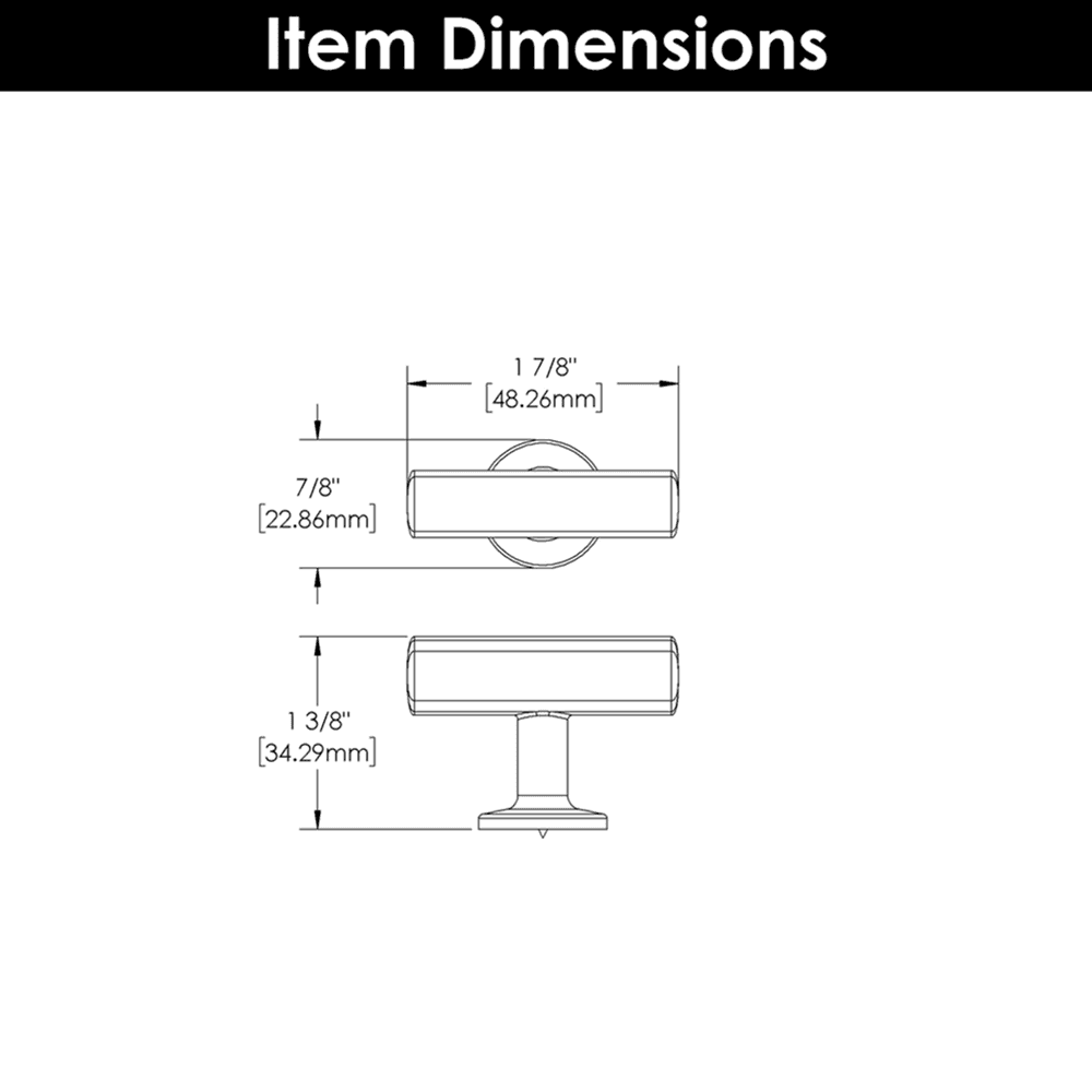 1-15/16" X 15/16" Woodward T-Cabinet Knob, Brushed Golden Brass Alt 2 - Image
