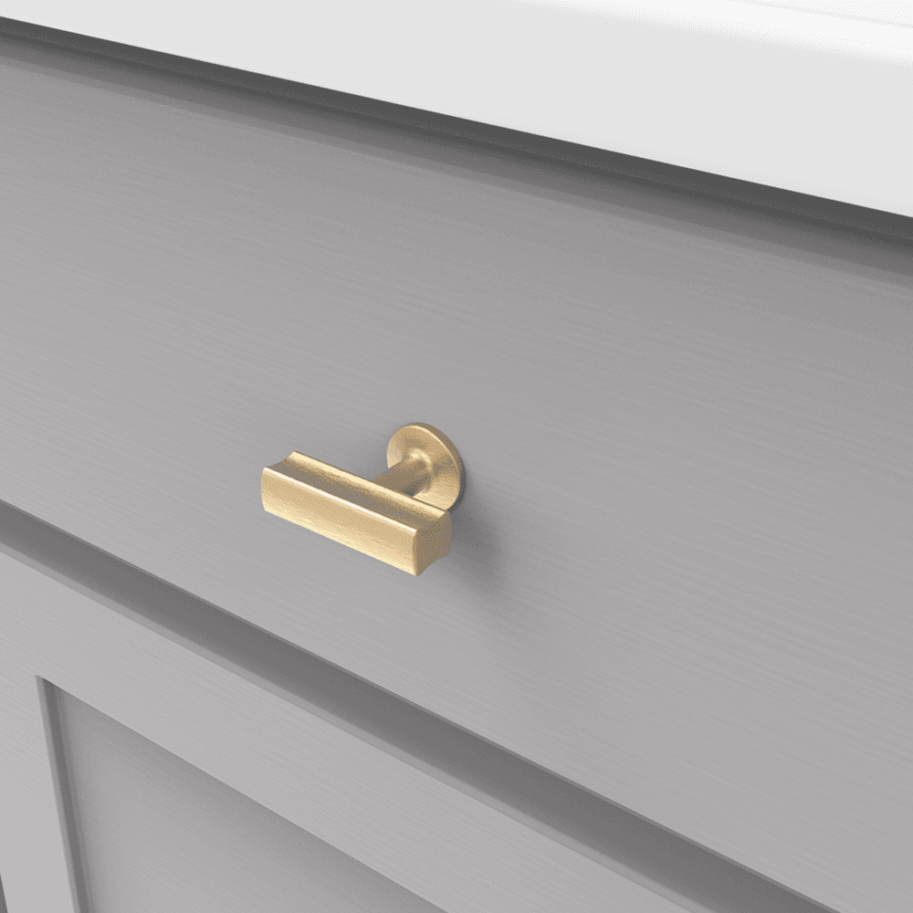 1-15/16" X 15/16" Woodward T-Cabinet Knob, Brushed Golden Brass Alt 4 - Image