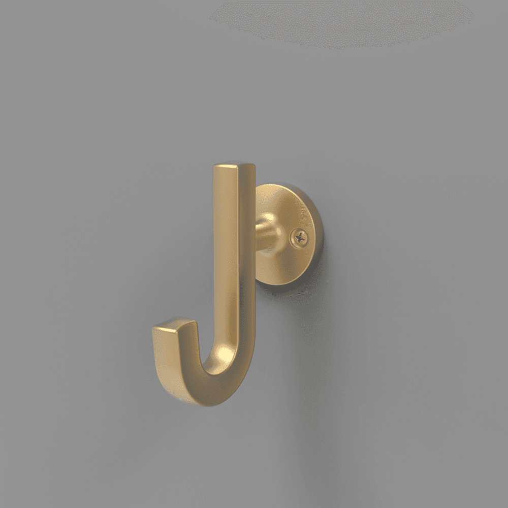 1-1/8" Woodward Hook, Brushed Golden Brass (5/Box) Alt 1 - Image