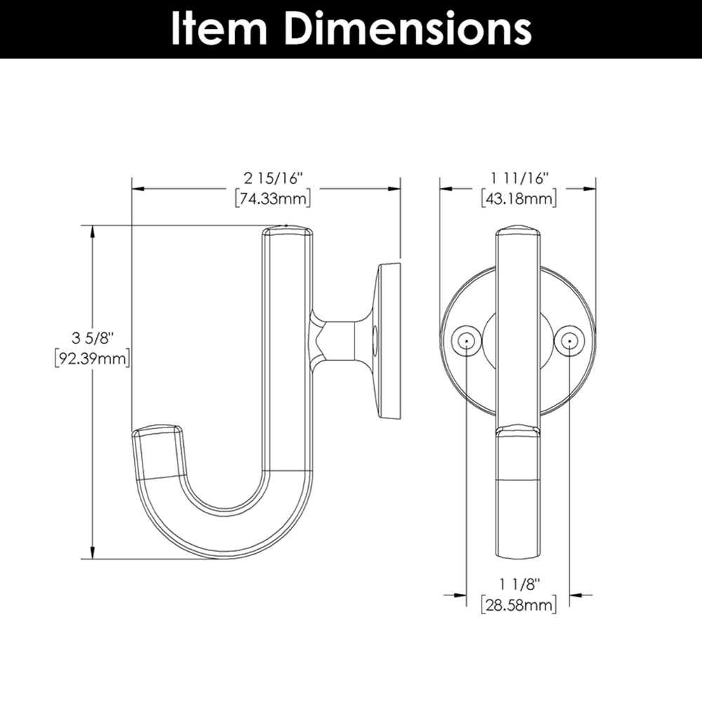 1-1/8" Woodward Hook, Brushed Golden Brass (5/Box) Alt 2 - Image
