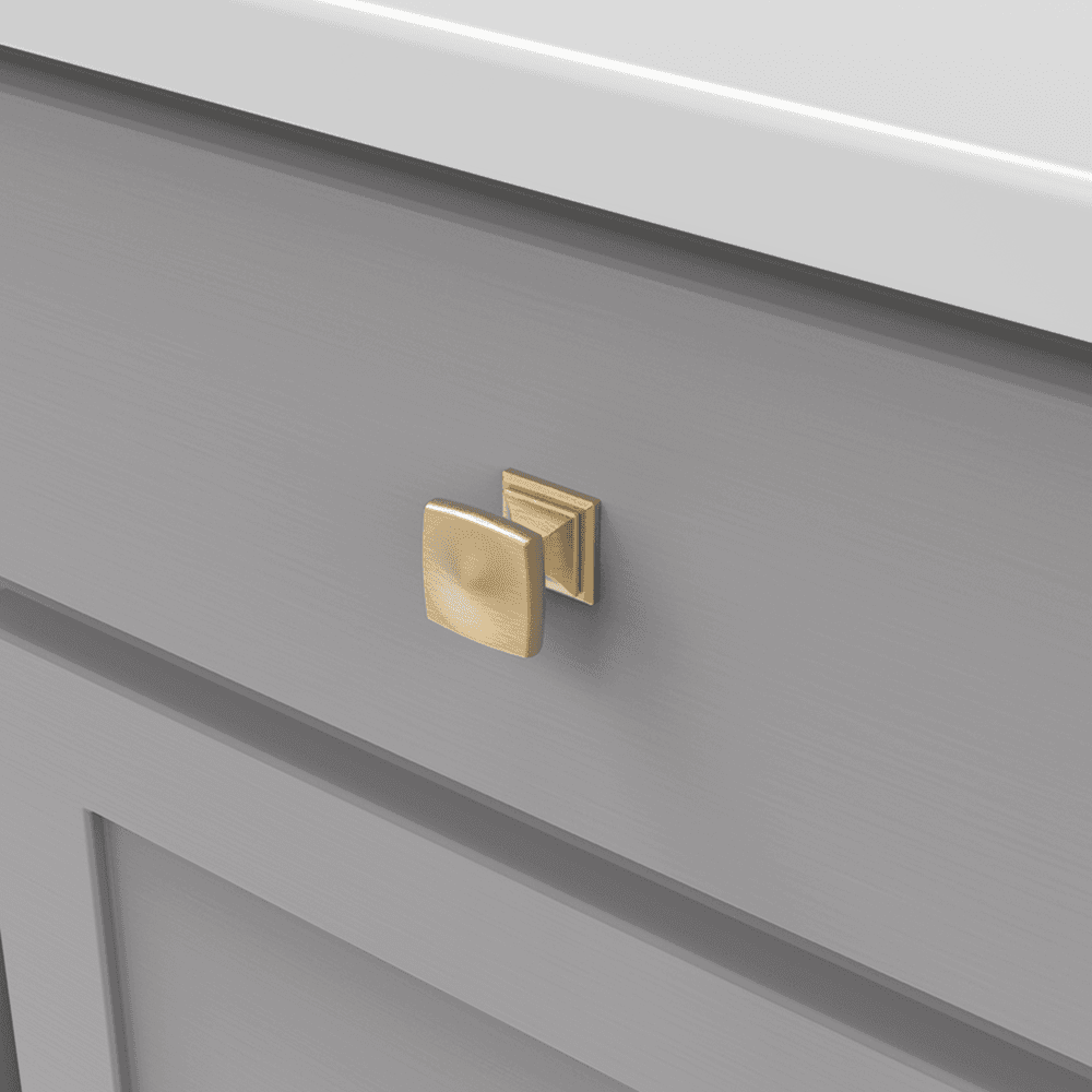 1-1/4" Dover Square Cabinet Knob, Brushed Golden Brass (10/Box) Alt 2 - Image