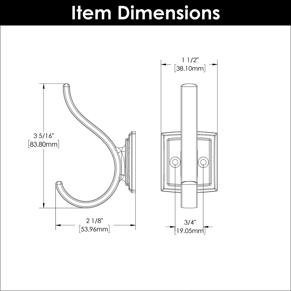 3/4" Dover Hook, Brushed Golden Brass (5/Box) Alt 3 - Image