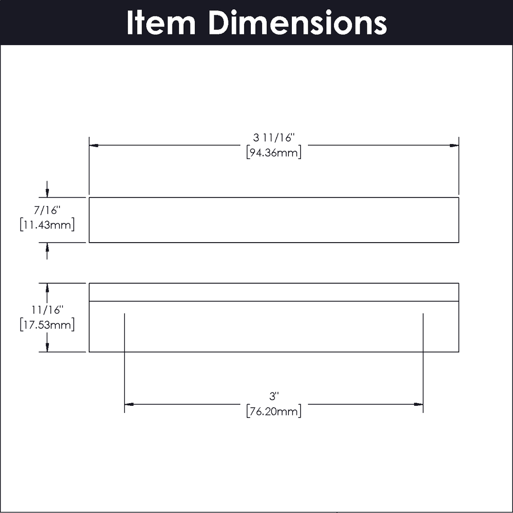 3" Streamline Rectangular Pull, Flat Onyx (10/Box) Alt 2 - Image