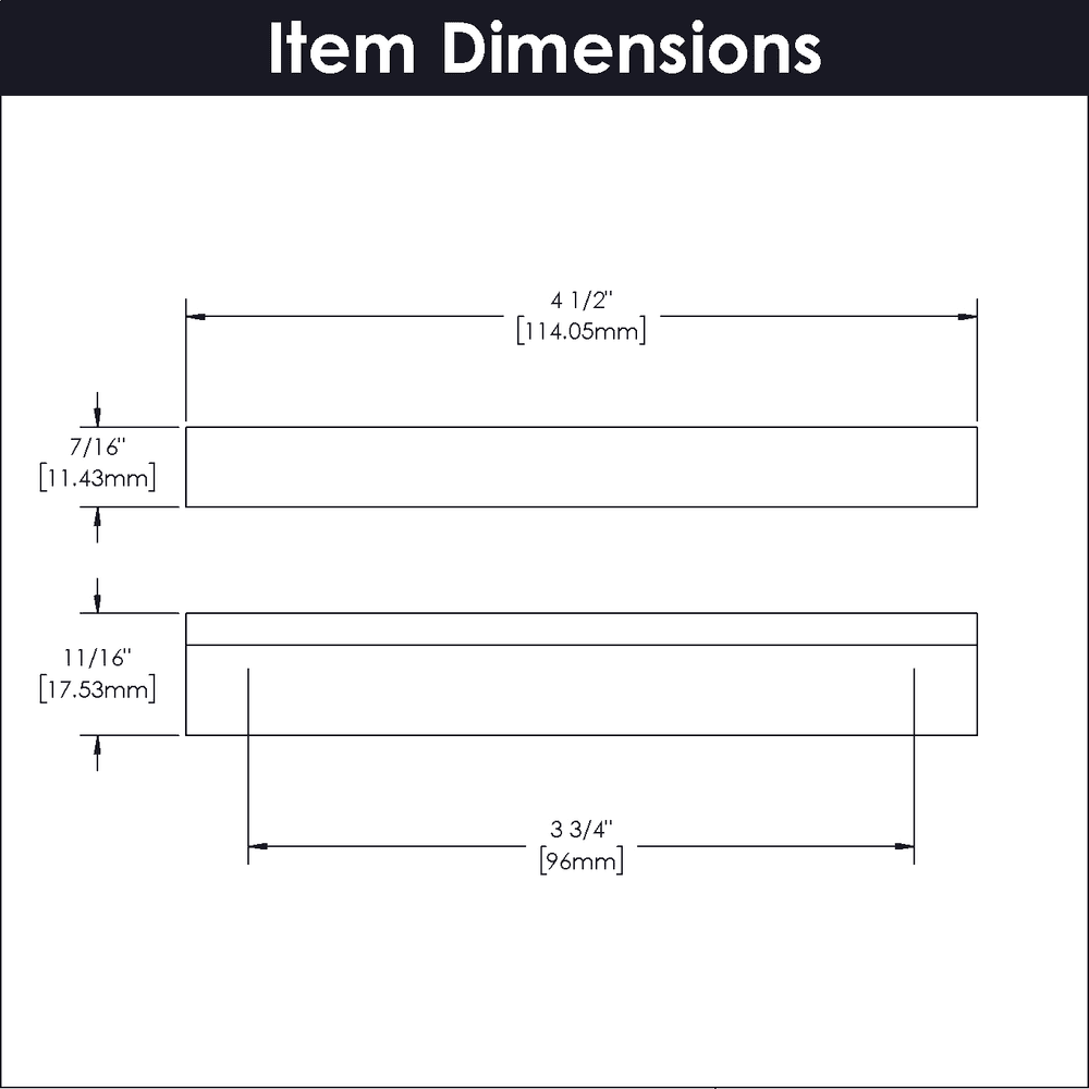 3-3/4" Streamline Rectangular Pull, Flat Onyx (10/Box) Alt 2 - Image