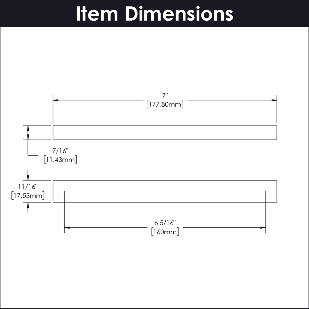 6-5/16" Streamline Rectangular Pull, Flat Onyx (10/Box) Alt 2 - Image