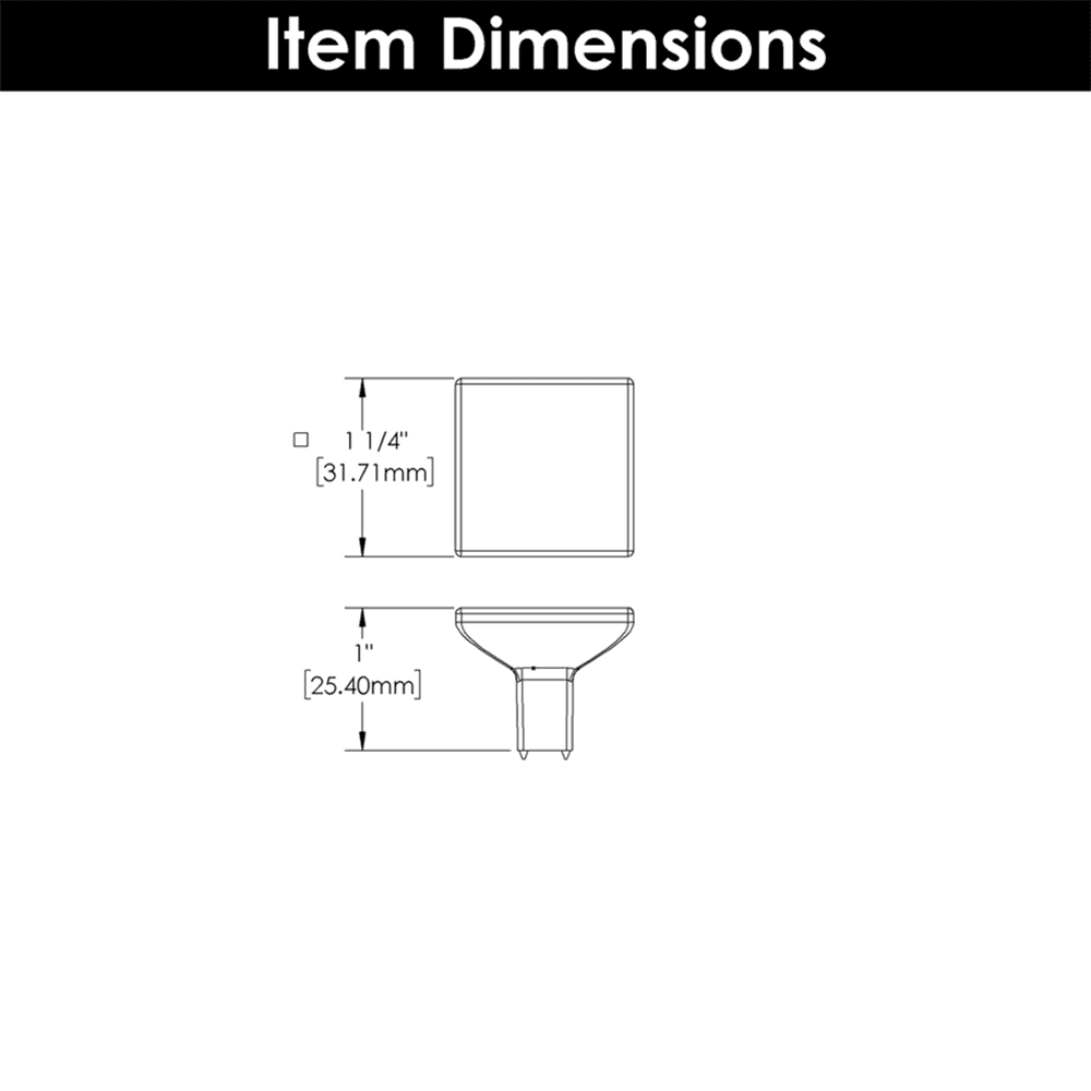 1-1/4" Skylight Square Cabinet Knob, Polished Nickel (10/Box) Alt 4 - Image
